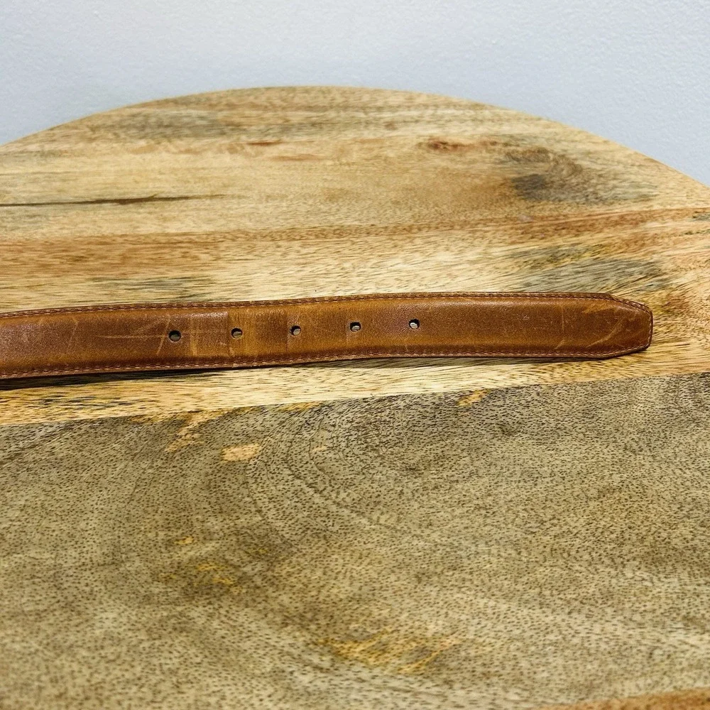 Vintage 1980's LL BEAN TAN Genuine Leather Belt Men's Size 36 Made In USA